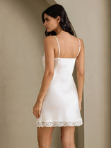 [Weiß] SilkSilky-DE Sleeveless V Neck Nachthemden 002