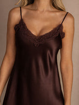 [Braun] SilkSilky-DE Sleeveless V Neck Nachthemden 004
