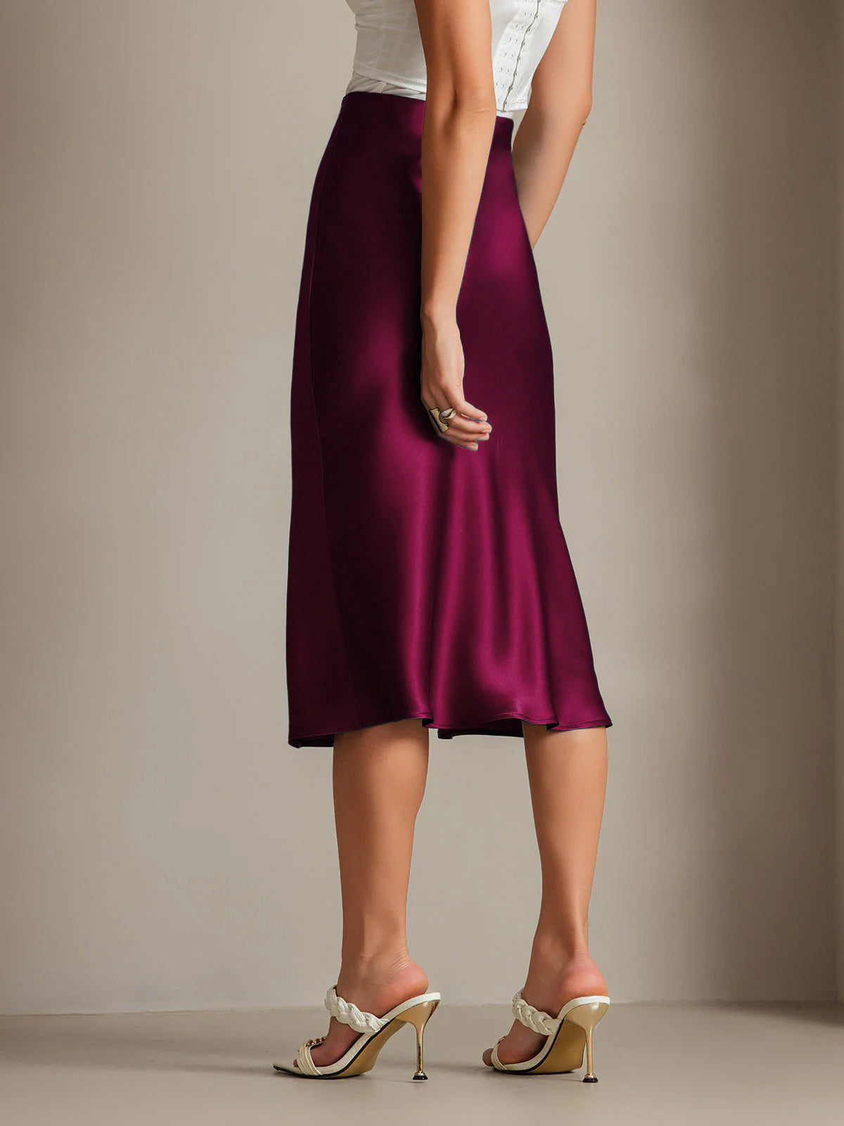 [Dunkelrot] SilkSilky-DE 19Momme Reine Seide Skirt 002,