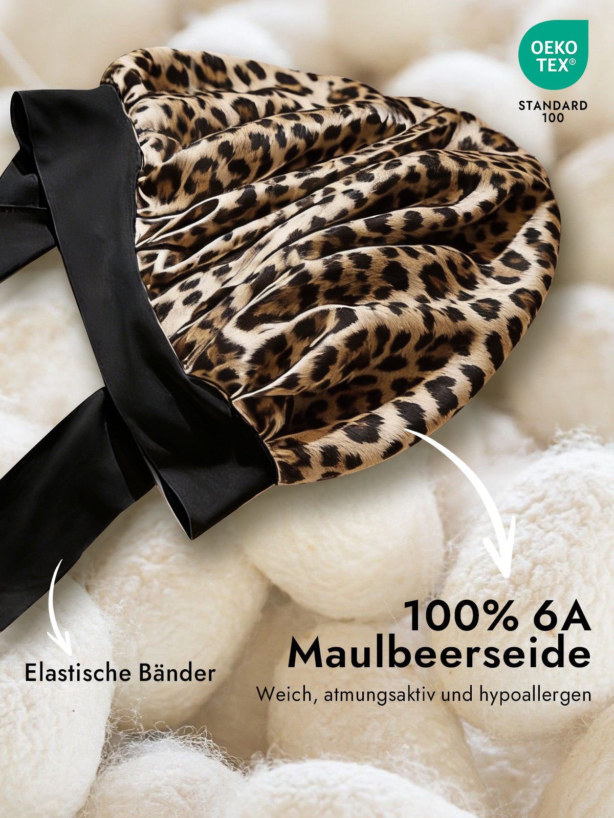 [Leopard] SilkSilky-DE Reine Seide Sleep Cap 002