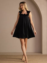 [Schwarz] SilkSilky-DE Sleeveless Square Neck Nachthemden 005