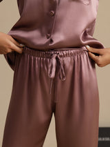 [Blasses Mauve] SilkSilky-DE Long Sleeve Notch-Kragen Damen Pyjamas 006
