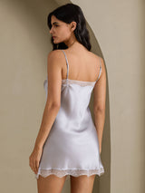 [Silber] SilkSilky-DE Sleeveless Sweetheart Neck Nachthemden 002