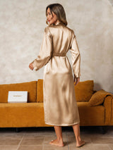 [Champagner] SilkSilky-DE Long Sleeve Damen Morgenmantel 002