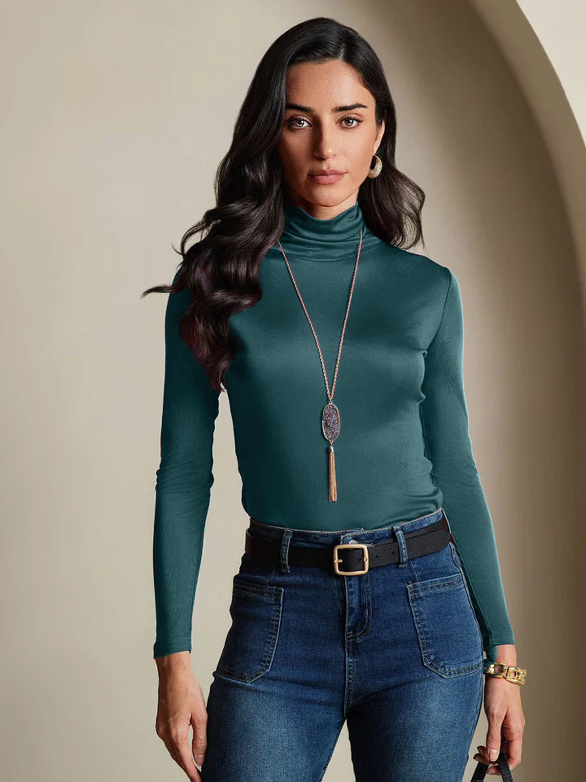 [Dunkelgrün] SilkSilky-DE Seide Womens T-Shirt 001,