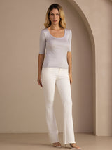 [Hellgrau] SilkSilky-DE Half Sleeve T-Shirt 005