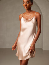 [Blasses Mauve] SilkSilky-DE Sleeveless Cowl Neck Kleider 001