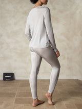 [Silber] SilkSilky-DE Langärmelig Rundhalsausschnitt Damen Lange Unterwäsche 002
