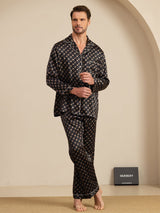 [Schwarze Kette] SilkSilky-DE Long Sleeve Notch-Kragen Herren Pyjamas 004