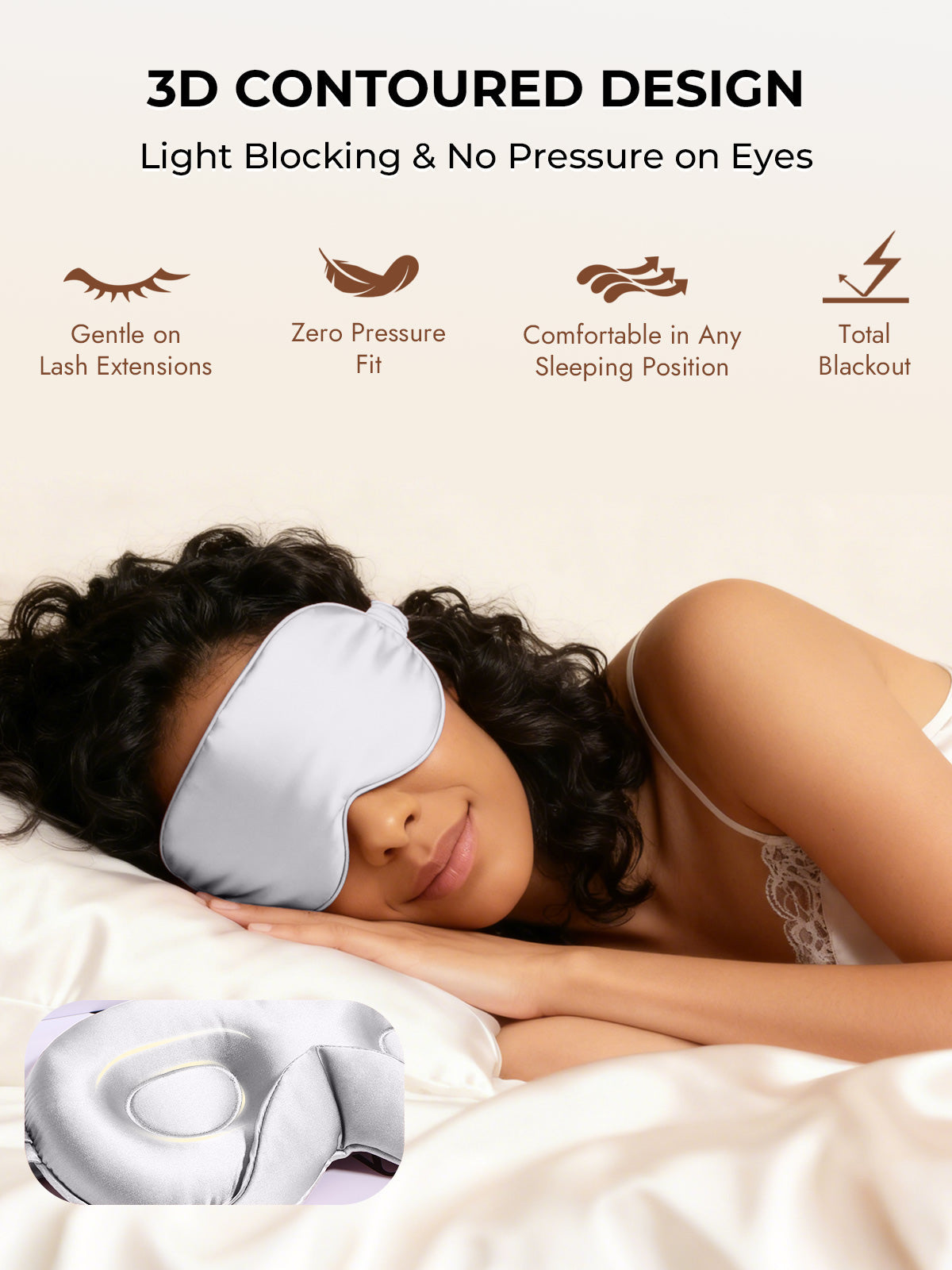 [Hellgrau] SilkSilky-DE Reine Seide Eye Mask 006