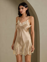 [Champagner] SilkSilky-DE 3/4 Sleeve V Neck Nachthemd&Morgenmantel Set 011