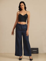 [Schwarz] SilkSilky-DE Spaghetti Strap V Neck Cami Top 007