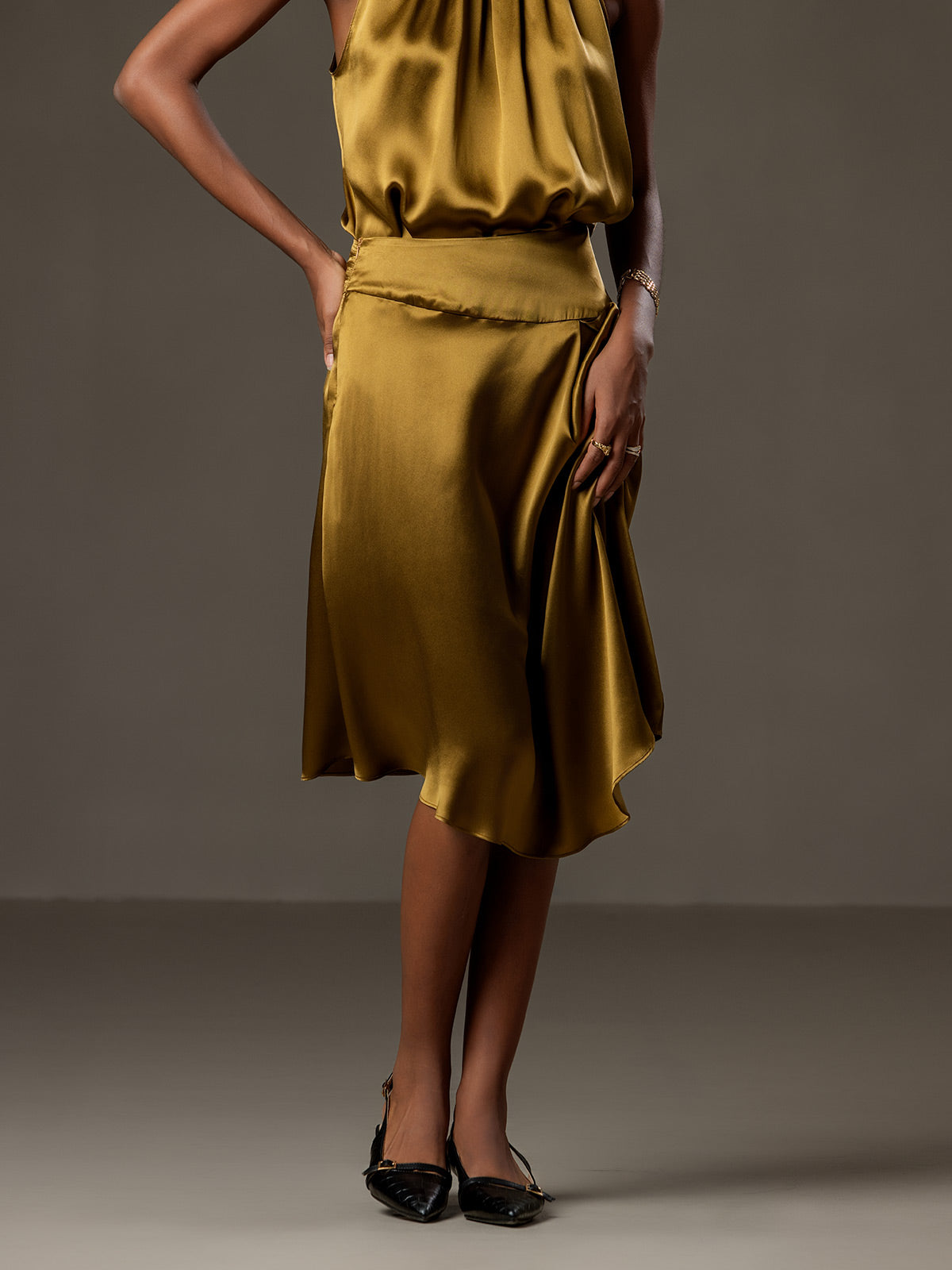 [Braun] SilkSilky-DE 19Momme Seide Skirt 003