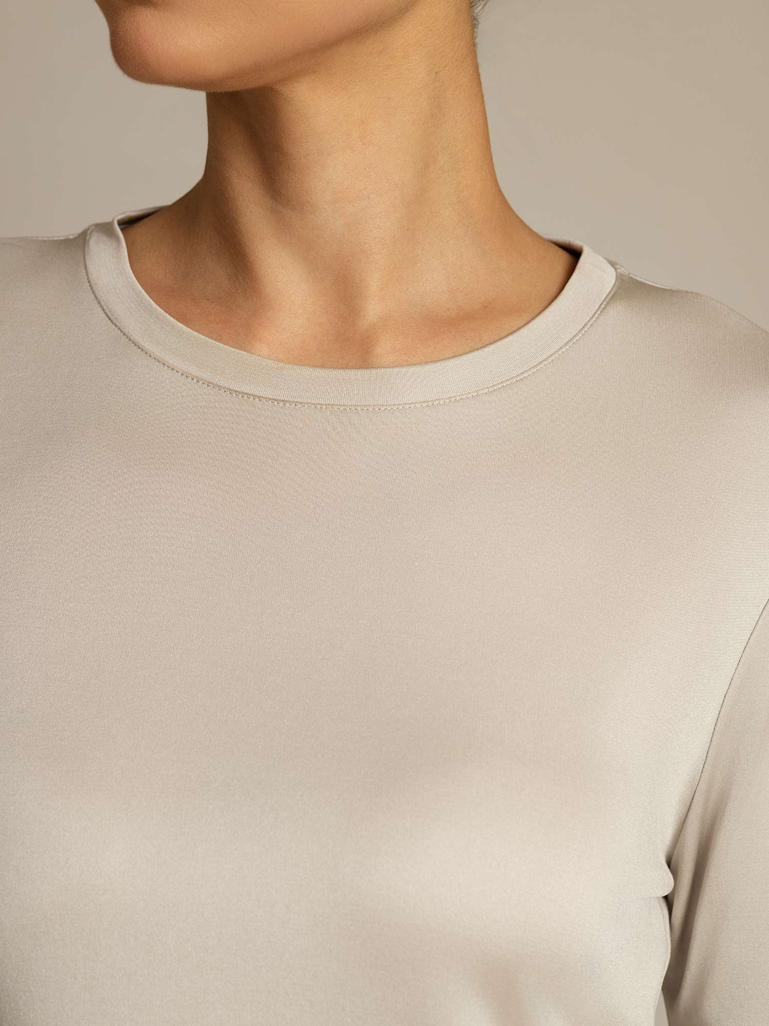 [Grau] SilkSilky-DE Reine Seide Womens T-Shirt 004,