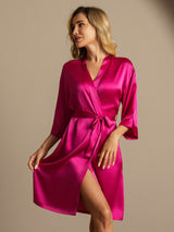 [Rosarot] SilkSilky-DE 3/4 Sleeve Damen Morgenmantel 001