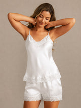 [Weiß] SilkSilky-DE Sleeveless V Neck Camisole-Set 006
