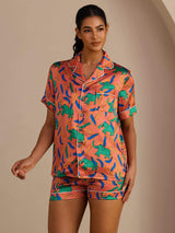 [Ton Elefant] SilkSilky-DE Short Sleeve Lapel Collar Damen Pyjamas 001