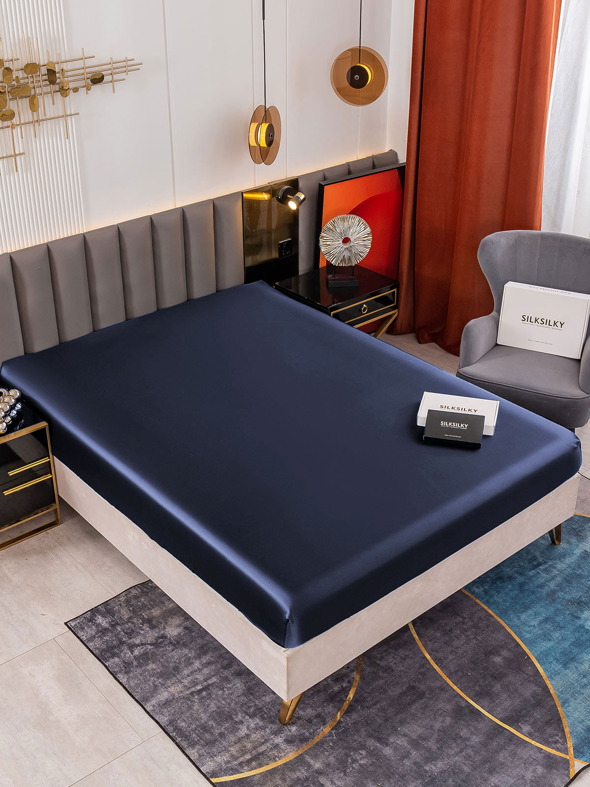 [Dunkelblau] SilkSilky-DE 19Momme Sheet 001