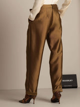 [Bronze] SilkSilky-DE 32Momme Silk-Wool Blend Womens Pants 002