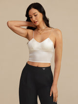 [Weiß] SilkSilky-DE Spaghetti Strap V Neck Cami Top 006