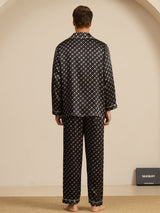 [Schwarze Kette] SilkSilky-DE Long Sleeve Notch-Kragen Herren Pyjamas 007