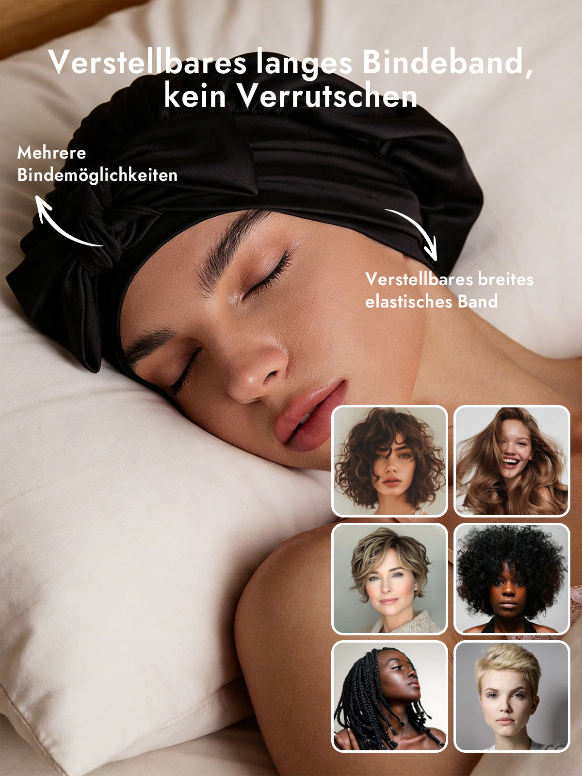 [Schwarz] SilkSilky-DE Reine Seide Sleep Cap 004