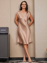 [Toskana] SilkSilky-DE Cap Sleeve V Neck Kleider 004