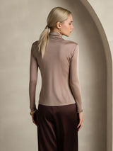 [Khaki] SilkSilky-DE Langärmelig Rollkragen T-Shirt 002