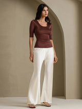 [Kaffee] SilkSilky-DE Half Sleeve T-Shirt 007