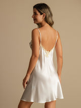 [Weiß] SilkSilky-DE Sleeveless V Neck Nachthemden 002