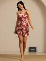 [Weinroter Drache] SilkSilky-DE Spaghetti Strap V Neck Camisole-Set 007