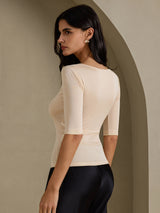[Beige] SilkSilky-DE Half Sleeve T-Shirt 002