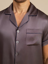 [Lilagrau] SilkSilky-DE Short Sleeve Notch-Kragen Herren Pyjamas 007