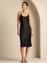 [Schwarz] SilkSilky-DE Sleeveless U Ausschnitt Kleider 001