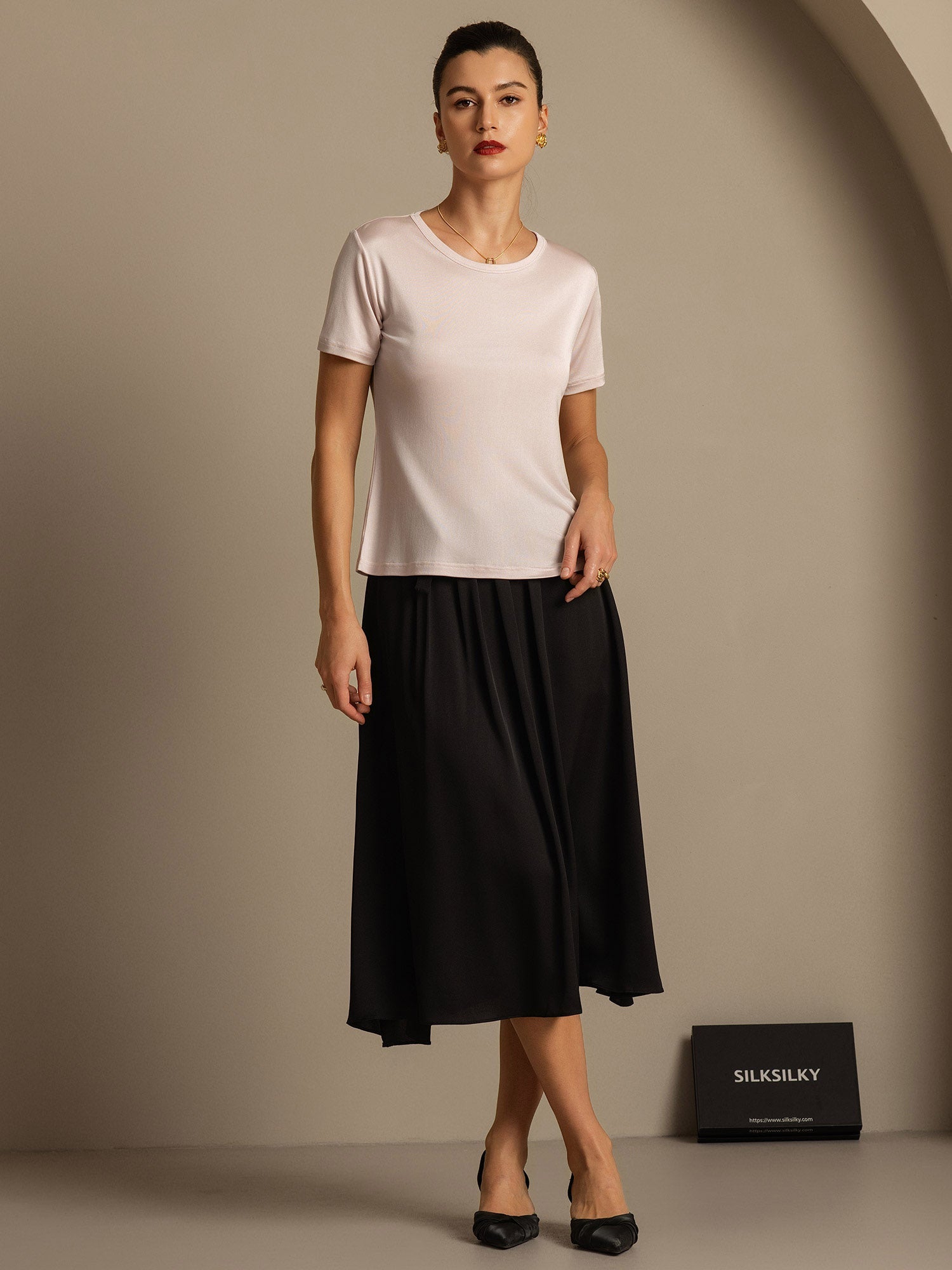 [Hellrosa] SilkSilky-DE Seidenstrick Womens T-Shirt 003,