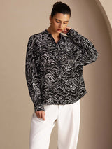 [Schwarze Welle] SilkSilky-DE Long Sleeve Lapel Collar Damenhemd 003