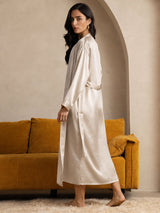 [Beige] SilkSilky-DE Long Sleeve Damen Morgenmantel 002