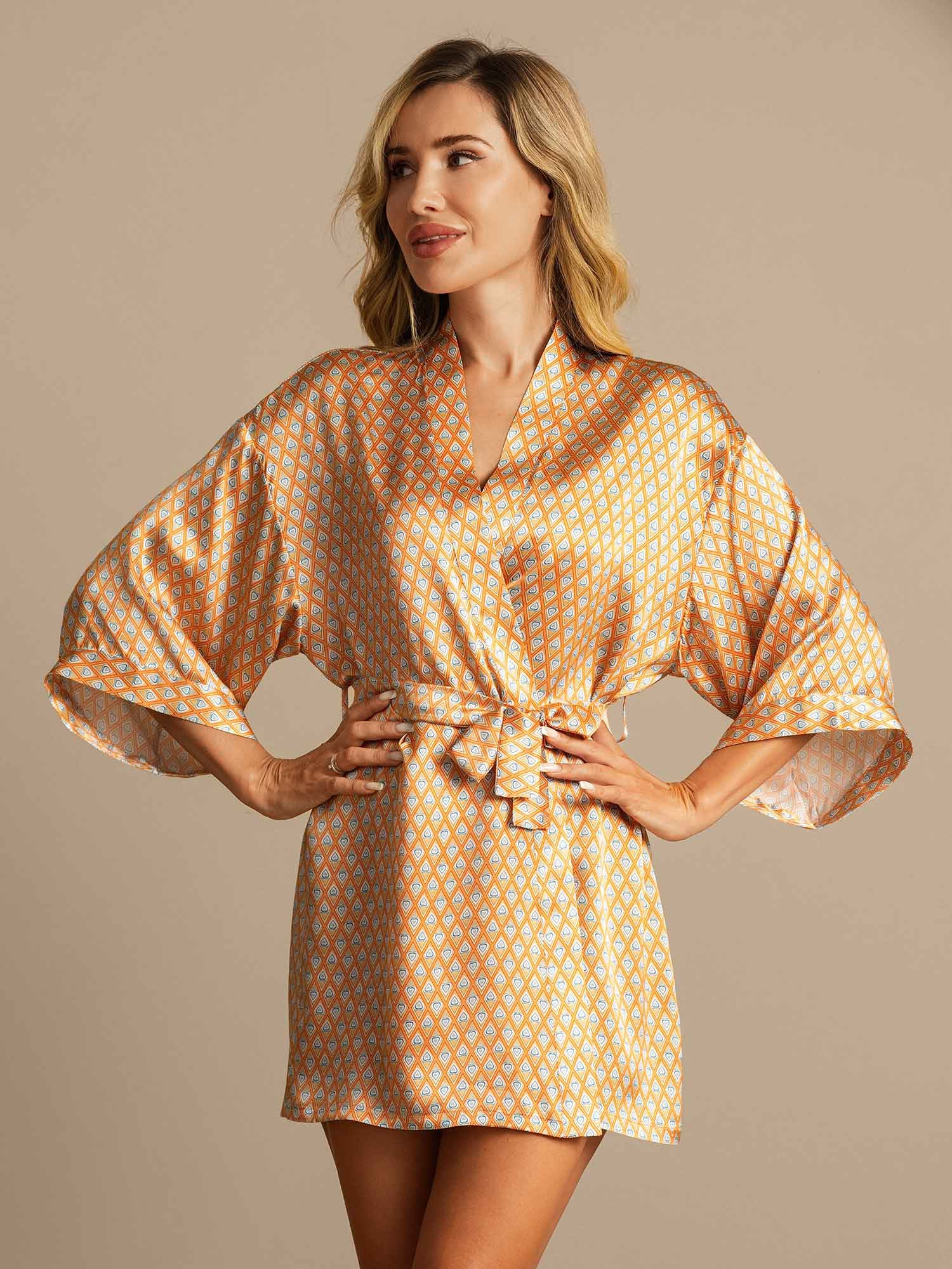 [Floral] SilkSilky-DE Reine Seide Womens Robe 001,