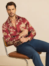 [Weinroter Drache] SilkSilky-DE Long Sleeve Lapel Collar Herrenhemd 006