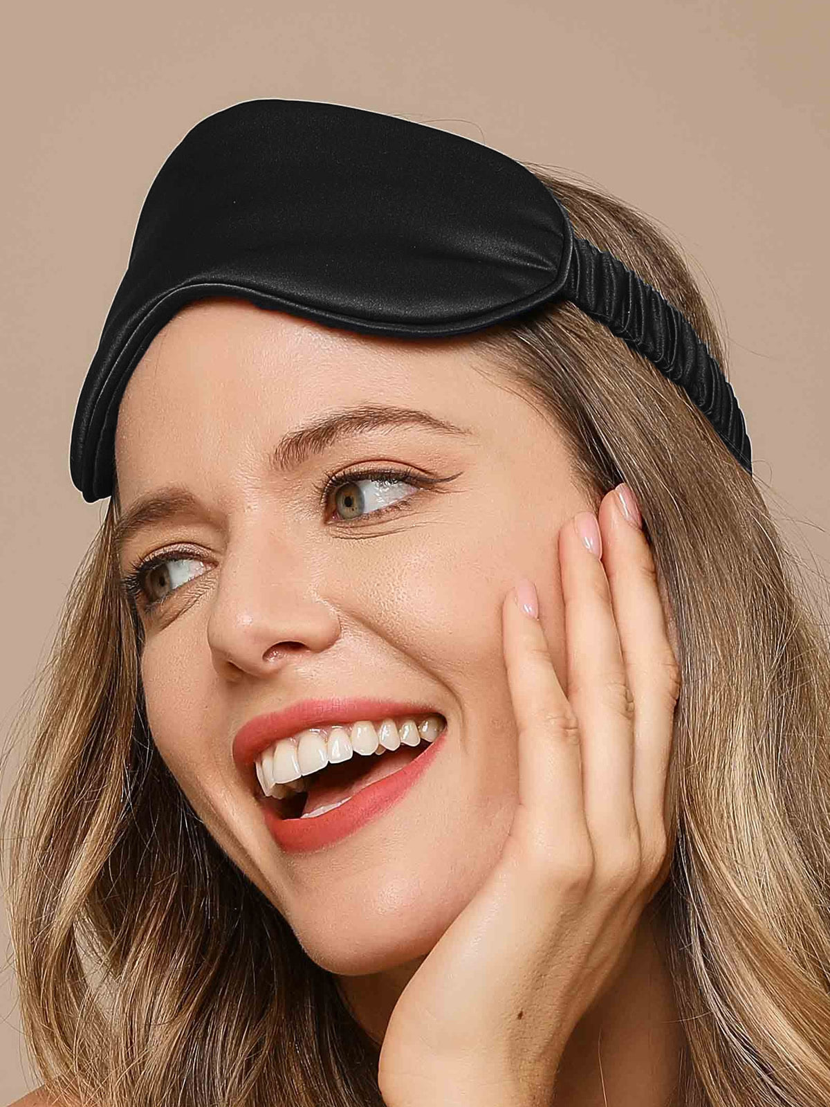 [Schwarz] SilkSilky-DE 19Momme Reine Seide Eye Mask 001