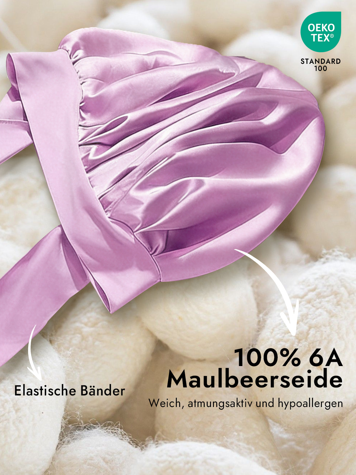 [Lavendel] SilkSilky-DE Reine Seide Sleep Cap 002