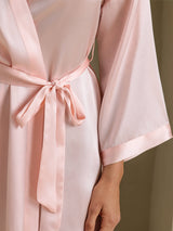 [Hellrosa] SilkSilky-DE 3/4 Sleeve Damen Morgenmantel 005