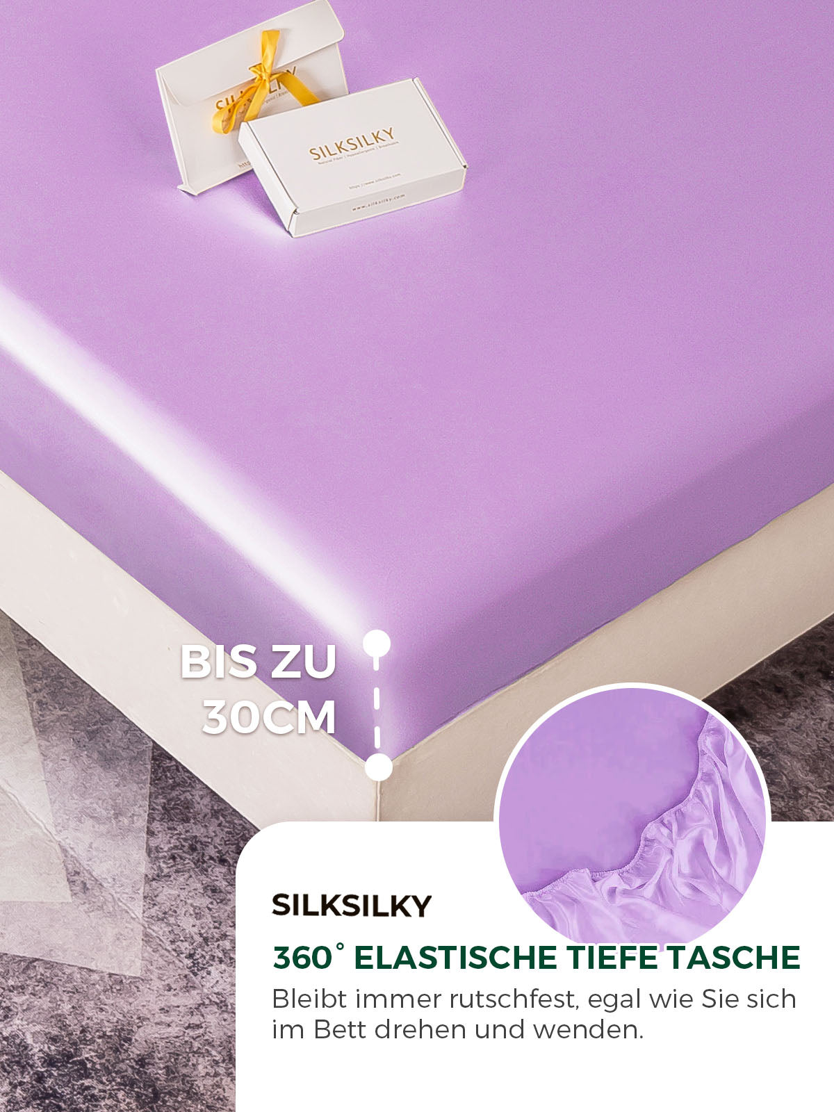 [Lavendel] SilkSilky-DE 19Momme Reine Seide Bedding Set 004