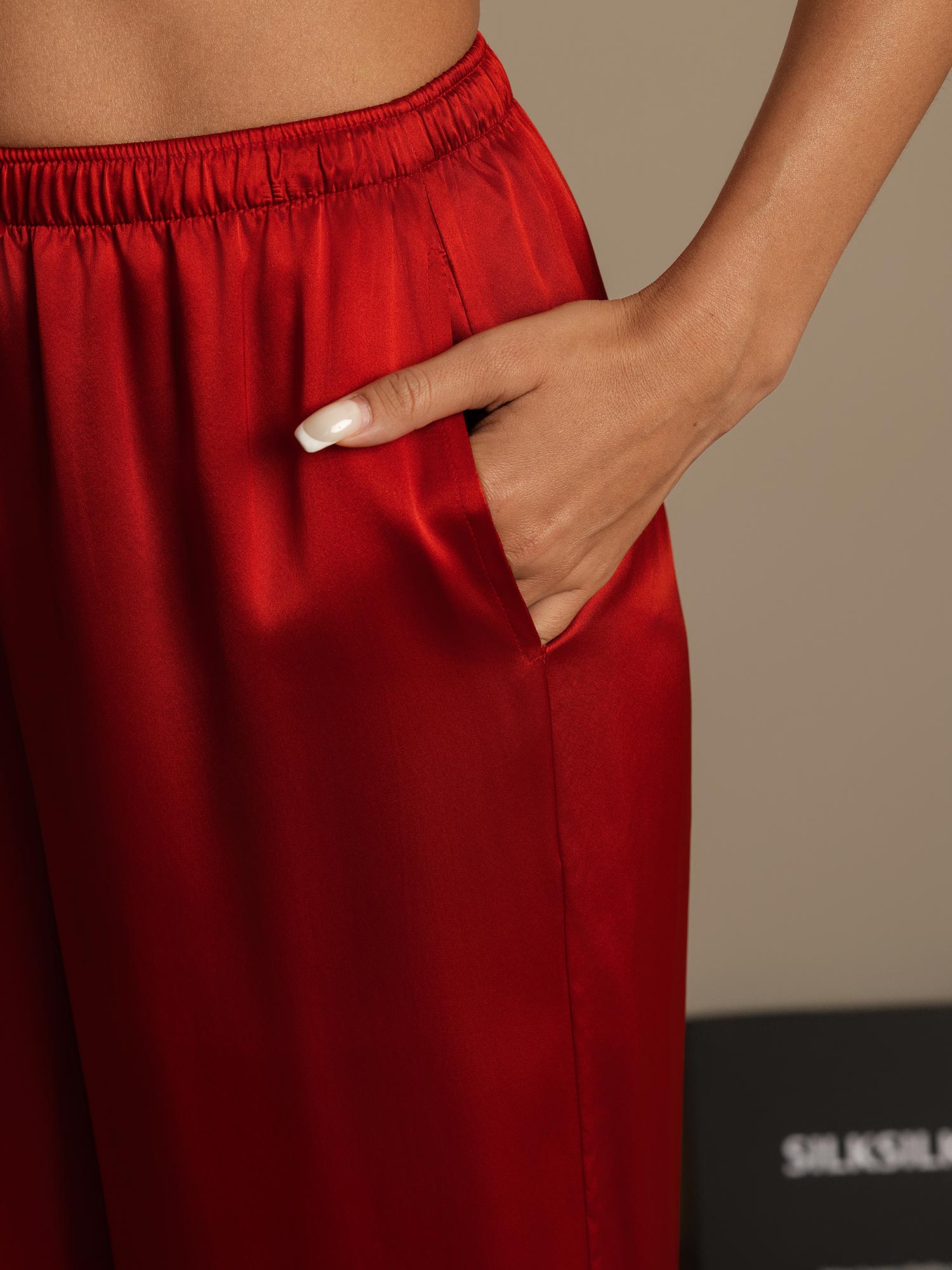 [Rotwein] SilkSilky-DE Reine Seide Womens Pants 006,