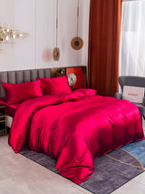 [Rotwein] SilkSilky-DE 19Momme Reine Seide Bedding Set 005