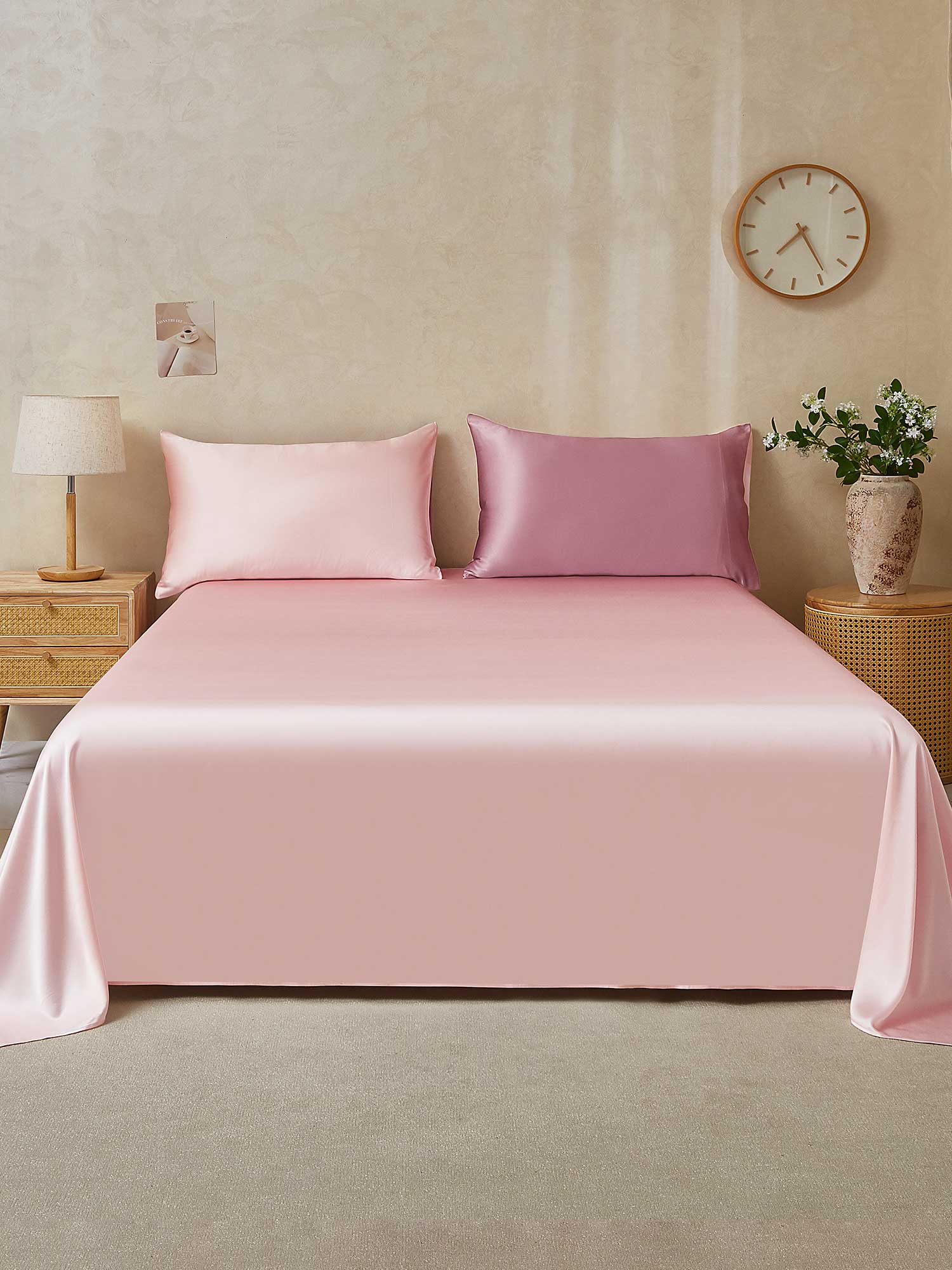 [BlassesMauve+Hellrosa] SilkSilky-DE 25Momme Reine Seide Bedding Set 001,
