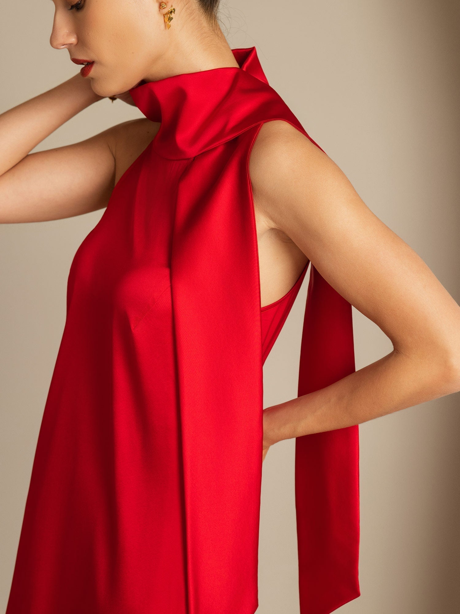 [Rot] SilkSilky-DE 19Momme Seide Ärmellos Dress 005