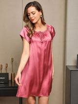 [Blasses Mauve] SilkSilky-DE Cap Sleeve Square Neck Nachthemden 004