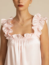 [Rosa] SilkSilky-DE Sleeveless Square Neck Nachthemden 004