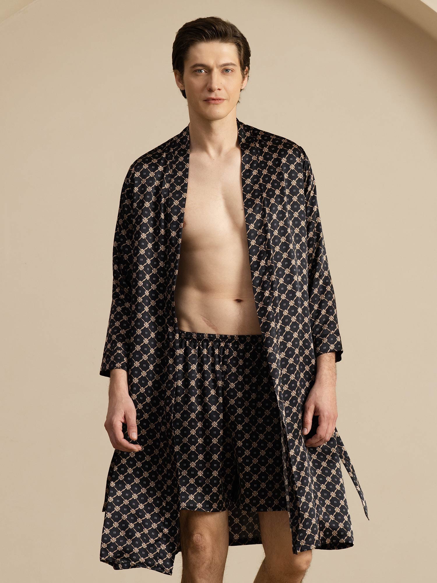 [Schwarze Kette] SilkSilky-DE Long Sleeve Herren Pyjamas 001